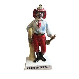 World's Best Fireman Fire Chief Ceramic Figure Made in Japan 7" Tall Vintage